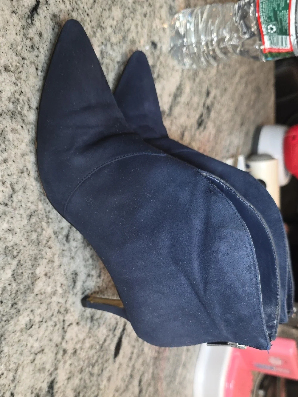 Lord & Taylor Navy Suede Pointed Ankle Booties - Picture 4 of 8